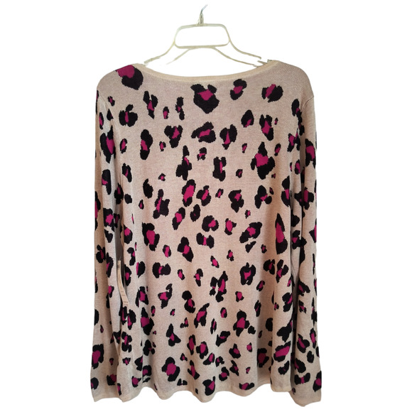 CHICO'S Sweater Women's XL Tan animal Print Long Sleeve Pullover Soft Knit ; - Picture 5 of 13